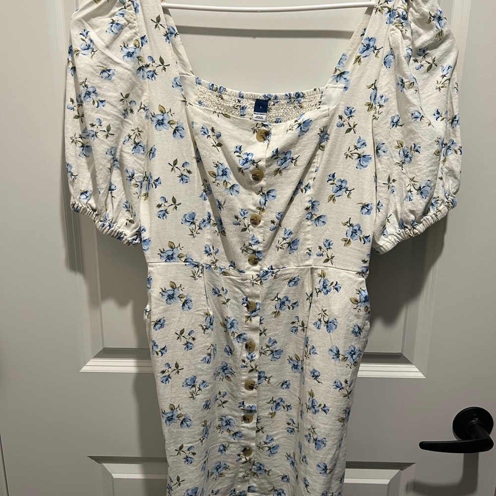 Old Navy White and Blue Floral Dress